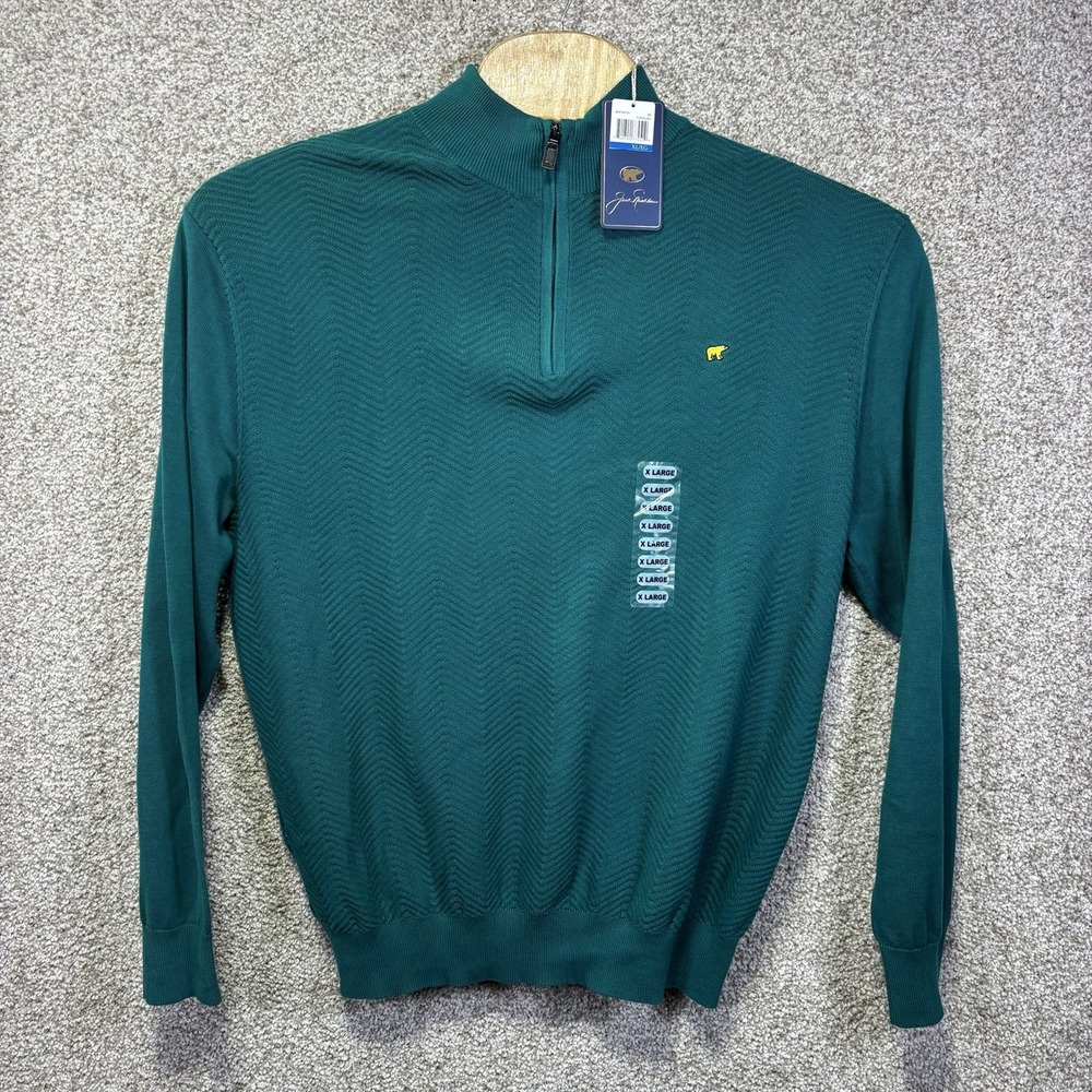 NWT Jack Nicklaus Sweater Mens XL Green Cotton 1/4 Zip Mock Neck Golf Pullover